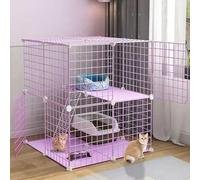 Generic Jaula grande para gatos, jaulas para animales pequeños, corralito de juegos para interiores desmontables de alambre de metal, recintos grandes para ejercicio, valla plegable para 1-4 gatos o