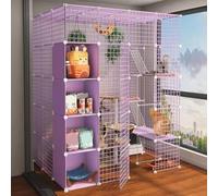 Generic Jaula grande para gatos, jaulas para animales pequeños, corralito de juegos para interiores desmontables de alambre de metal, recintos grandes para ejercicio, valla plegable para 1-4 gatos o