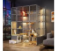 Generic Jaula grande para gatos para interiores, recinto de parque infantil para gatos con caja de arena, jaula desmontable para animales pequeños para gatitos, cobayas, conejos y chinchillas (145 x