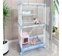 Generic Jaula para gatos con ruedas, corralito para mascotas de 5 niveles con hamaca, recintos interiores para gatos para animales pequeños, jaula de alambre de metal desmontable, espacio de ejercicio