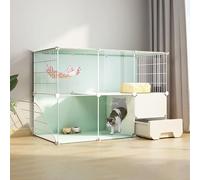 Generic Jaulas para gatos de interior con caja de arena, jaula para gatitos DIY parque infantil desmontable para animales pequeños con puertas, jaulas de animales para 1-3 gatos, conejo, chinchilla