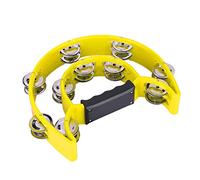Generic Jingles Pandereta Instrumento Musical Diseño de Doble Superficie Lisa para Familiares y Amigos Plástico Verde Metal 12 Oz (YELLOW)