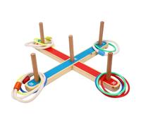 Generic Juego Clásico de Lanzamiento de Anillos con Anillos de Colores y Palos de Madera, Divertido Juguete Didáctico para Niños, Adecuado para Actividades Escolares en Fiestas en el Jardín