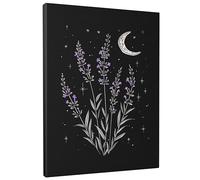 Generic Juego de 1 arte de pared de lavanda, pintura a mano con diseño botánico de flores y lunas, diseños artísticos, lienzo blanco y negro, decoración para colgar, impermeable, para guardería