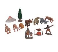 Generic Juego de 12 Figuras de Vida Prehistóricas, Juguete Histórico Realista con Adornos de Animales, Juego Educativo para Niños a Partir de 3 Años (Doce Trajes)