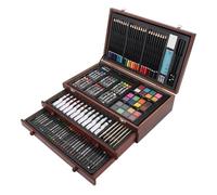 Generic Juego de 158 Piezas de Dibujo y Bocetos para Niños y Adultos Artistas, Caja de Madera, Kit de Artista Profesional con 2 Cuadernos de Bocetos, 24 Pinturas, Pasteles Al óleo