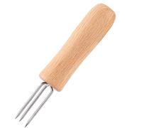Generic Juego de 4 Tenedores para Barbacoa de Acero Inoxidable con Mangos de Madera para Parrilla y Uso en Fiestas, 10,5 Cm
