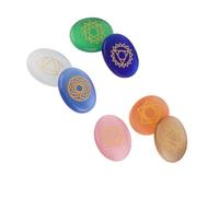 Generic Juego de 7 Piedras de Palma de Chakra Grabadas, ágata de Cristal Duradera, Piedras Curativas de Reiki para Meditación y Curación Espiritual, Jaspe Rojo, Cornalina, Lapislázuli