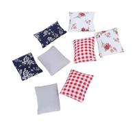 Generic Juego de 8 Cojines de Almohada en Miniatura para Casa de Muñecas, Color Gris, Azul Oscuro, Rosa Floral, Mano de Obra Exquisita, Decoración Ideal para Propietarios de Casas de Muñecas 1/12