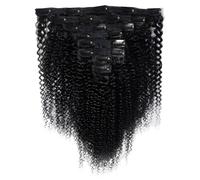 Generic Juego de 8 extensiones de cabello humano real con clip para un estilo versátil y un uso duradero, 12 pulgadas rizadas africanas con clip para mujeres negras, negro natural