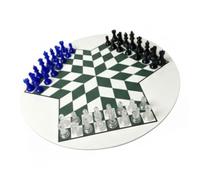 Generic Juego de Ajedrez Educativo para Niños y Adultos, Juego de Estrategia Portátil para Múltiples Jugadores de 35 Cm con Piezas de Plástico Duraderas (Rejilla Blanca Verde (Piezas Azules Negras)