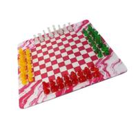Generic Juego de Ajedrez Internacional Juego de Cuatro Jugadores de Estrategia Educativa para Reuniones Familiares Alfombrilla de Goma de 35 Cm 64 Piezas (Transparente, roja, Amarilla, Verde, Blanca)