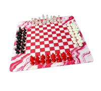 Generic Juego de Ajedrez Internacional Juego de Cuatro Jugadores de Estrategia Educativa para Reuniones Familiares Alfombrilla de Goma de 35 Cm 64 Piezas (Rojo Transparente, Blanco y Negro + Blanco