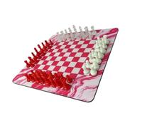 Generic Juego de Ajedrez para Cuatro Jugadores, Tablero de Goma Duradero, Tamaño Portátil de 35cm para Niños y Adultos (Rojo y Blanco Transparente + Rojo Blanco)
