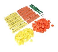 Generic Juego de Aplicador y Alicates de Etiquetas para Orejas de Ganado, Herramienta de Etiquetado de Orejas para Ganado de Acero Inoxidable con Plástico para Identificación de Animales de Granja