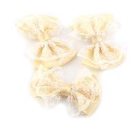 Generic Juego de Apliques de Lazo de 50 Lazos de Encaje Coloridos para Decoraciones de Bodas, Fiestas de Cumpleaños, Manualidades para Niños, Tela de Poliéster de 5,7 X 3,7 Cm (Beige)