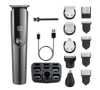 Generic Juego de aseo eléctrico 5 en 1 para hombre: pantalla LCD, accesorios, carga USB-C, 3 velocidades, cuchillas de acero, tiempo de funcionamiento de 120 minutos, ideal para el hogar y viajes