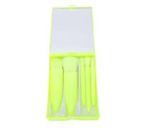 Generic Juego de Brochas de Maquillaje de Tamaño de Viaje con Estuche de Espejo para una Aplicación sin Esfuerzo, Incluye 5 Brochas Esenciales para Entusiastas del Maquillaje (verde fluorescente)