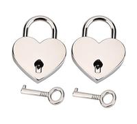 Generic Juego de Candados Duraderos en Forma de Corazón para Equipaje Diario Joyero 2 Llaves de Metal de Zinc para Coleccionistas y Regaladores Plata 1.18x1.53x0.23 Pulgadas