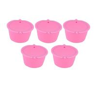 Generic Juego de Cápsulas de café Reutilizables con 5 Unidades de 50 Ml de Capacidad para Máquinas, Acero Inoxidable 304 Duradero, Filtros Fáciles de Usar para el Hogar o la Cafetería (PINK)