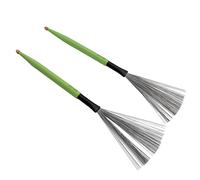Generic Juego de Cepillos de Tambor de Doble Propósito con Baquetas de Arce y Alambre de Acero de Caucho para Batería de Jazz - 2 Piezas (GREEN)