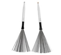 Generic Juego de Cepillos de Tambor de Doble Propósito con Baquetas de Arce y Alambre de Acero de Caucho para Batería de Jazz - 2 Piezas (WHITE)