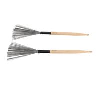 Generic Juego de Cepillos de Tambor de Doble Propósito con Baquetas de Arce y Alambre de Acero de Caucho para Batería de Jazz - 2 Piezas (Color madera)