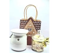 Generic Juego de cera de soja derretida en naranja, lavanda e incienso, 23 piezas, quemador de cerámica, bolsa de regalo de papel