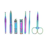Generic Juego de Cortaúñas de Acero Inoxidable de 7 Piezas, Cortaúñas, Herramientas de Manicura y Pedicura para Salón Profesional, Uso Doméstico, Duradero, Resistente Al óxido