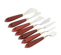 Generic Juego de Cuchillos de Paleta para Artistas, Raspadores de Mezcla Flexibles de Acero Inoxidable, Cuchillo de Paleta de 7 Piezas para Pintar, Rojo Marrón