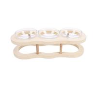 Generic Juego de Cuencos de Comida para Mascotas Elevados Universales con Soporte de Madera y Cuencos de Vidrio para Gatos y Perros Pequeños Que Favorecen la Salud Digestiva 37x15x8cm