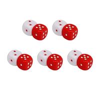 Generic Juego de Dados de Corazón Rojo y Blanco, Dados Bonitos y Encantadores para Varios Juegos, Fiestas, Viajes, Material Plástico Ligero, 10 Piezas