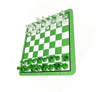 Generic Juego de Damas de Ajedrez Portátil, Juguete Educativo de Inteligencia para Reuniones Familiares, Duradero y Ligero para Viajes, 24x24cm (Verde Blanco)