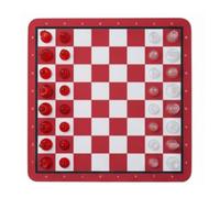 Generic Juego de Damas de Ajedrez Portátil, Juguete Educativo de Inteligencia para Reuniones Familiares, Duradero y Ligero para Viajes, 24x24cm (Rojo Blanco)