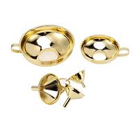 generic Juego de Embudos de Cocina de Acero Inoxidable Dorado de 3 Piezas para Enlatados, Aceites y Líquidos, Boquilla Estrecha y Lateral para Verter con Precisión, Herramientas de