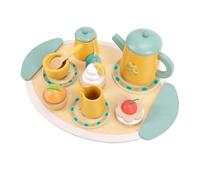 Generic Juego de Fiesta de té de Madera, Encantador Juego de rol para el Desarrollo de Habilidades Sociales para Niños de 3 a 5 Años, Madera de Caucho, 20,8x29,5 Cm ( de té de Juguete)