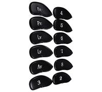 Generic Juego de Funda de Cabeza para Club de de Cuero PU para Palos de Hierro, 12 Uds., Resistente Al Agua, a Prueba de Polvo, Negro