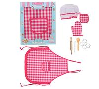 Generic Juego de Juguetes de Cocina para Niños DIY, Delantal a Cuadros Rojos y Accesorios para Jóvenes Chefs de 3 Años en Adelante (Juego de 11 Piezas para Hornear de Cocina con)