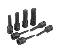 Generic Juego de Llaves de Vaso con Puntas Hexagonales de 1/2" con Acabado de Fosfato para Uso Pesado, 8 Llaves de Vaso con Puntas Hexagonales Allen para Trinquete, Pistola de Impacto, Barra