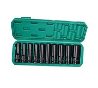 Generic Juego de Llaves de Vaso Profundas Métricas de 10-24mm, 1/2 Pulgada, Duraderas, Cromadas, con Caja de Almacenamiento para Reparación de Motocicletas