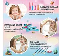 Generic Juego de Maquillaje de Sirena para Niños, Juguete Cosmético Soluble en Agua Seguro para Niñas, Regalo para Juego de Imitación para Niñas Pequeñas, Tamaño de Viaje, Fiesta de Princesa