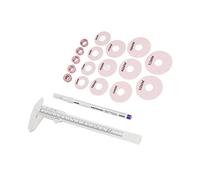 Generic Juego de Medidas de Tatuaje de Areola 3D, 12 Piezas de Anillos de Silicona, Bolígrafo para Marcar, Pinza, Caja de Madera con 5 Juntas de Metal para Medición de Pezones y T