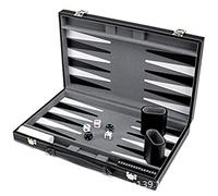 Generic Juego de Mesa de Backgammon Plegable, Juego de Ajedrez de Viaje Portátil de para Todas Las Edades, Torneos y Fiestas, Cuero PU Negro (Black)