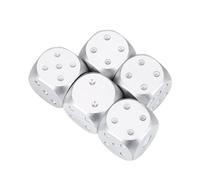 Generic Juego de Mesa de Lujo de Aleación de Aluminio, Juego de Dados para Juegos de Póker con Caja de Almacenamiento para Gold Square Box, 5 uds., Dados D&D de 1,6 Cm (Rectángulo 5.9x5.9 Pulgadas)