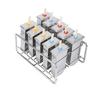 Generic Juego de Moldes para Paletas de Acero Inoxidable 304, 10 Moldes para Helado con Soporte, Perfectos para Fiestas Infantiles y Golosinas de Verano