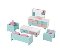 Generic Juego de Muebles de Sala de Estar de Casa de Muñecas en Miniatura, Juguete Educativo de Madera de Haya de Primera Calidad para Niños, Muebles Realistas de Casa de Muñecas de Simulación en