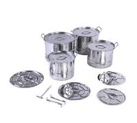 Generic Juego de Ollas de Acero Inoxidable, 4 Uds., Utensilios de Cocina de Inducción Duraderos con Rejillas de para Cocinar en la Cocina, 24cm, 26cm, 28cm y 30cm