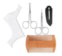 Generic Juego de Peinado para Dar Forma a la Barba con Peine de Doble Cara, Juego de Tijeras con Plantilla Perfecta para Dar Forma a la Barba para Hombres, Material ABS, Ideal para Uso Diario