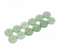Generic Juego de Piedras de Runa de Cristal, 12 Piezas de Aventurina Verde para Meditación y Juegos de Mesa, Regalos