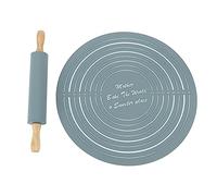 Generic Juego de Rodillos de Amasar Kit de Herramientas para Hornear Antiadherentes para Cocina Rodillos de Amasar de Haya de Silicona y Almohadilla para para Galletas, Panes, Pizzas y Más, (GRAY)